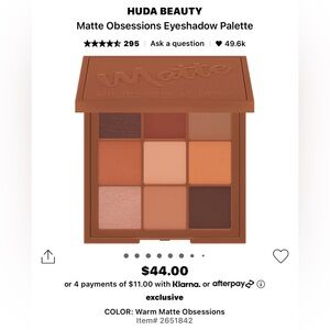 BNIB Huda Beauty Matte Obsessions Eyeshadow Palette